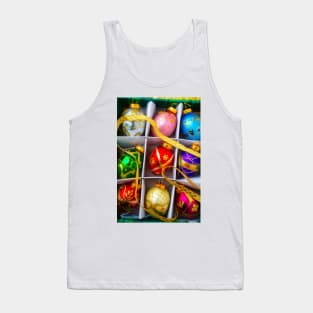 Gold Ribbon And Box Of Ornaments Tank Top